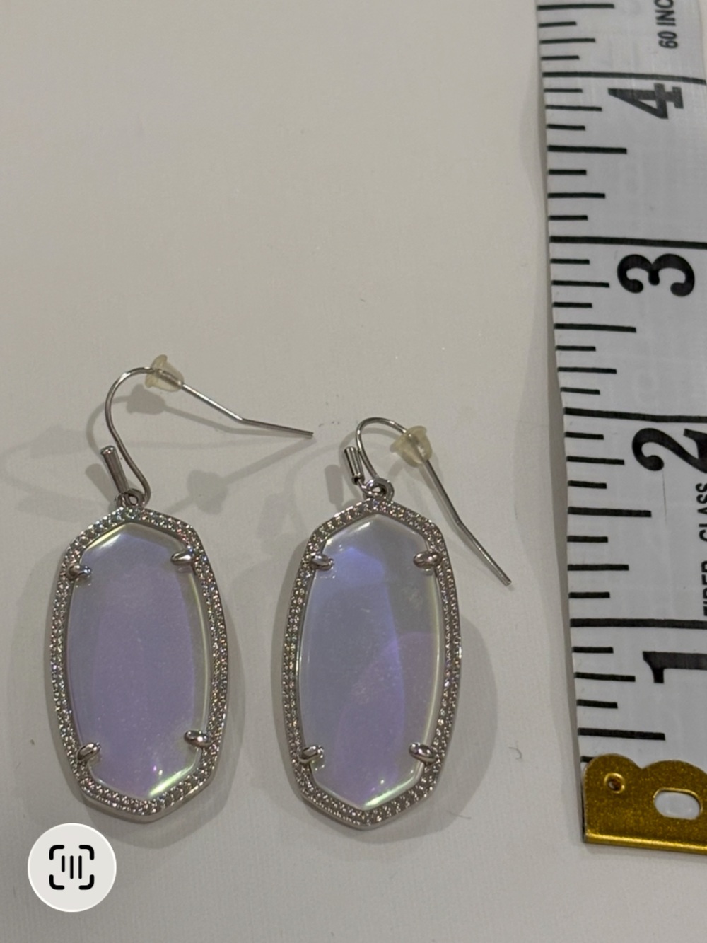 Kendra Scott Elle Earrings in Dichroic Glass, Rhodium Plated - Picture 4 of 5